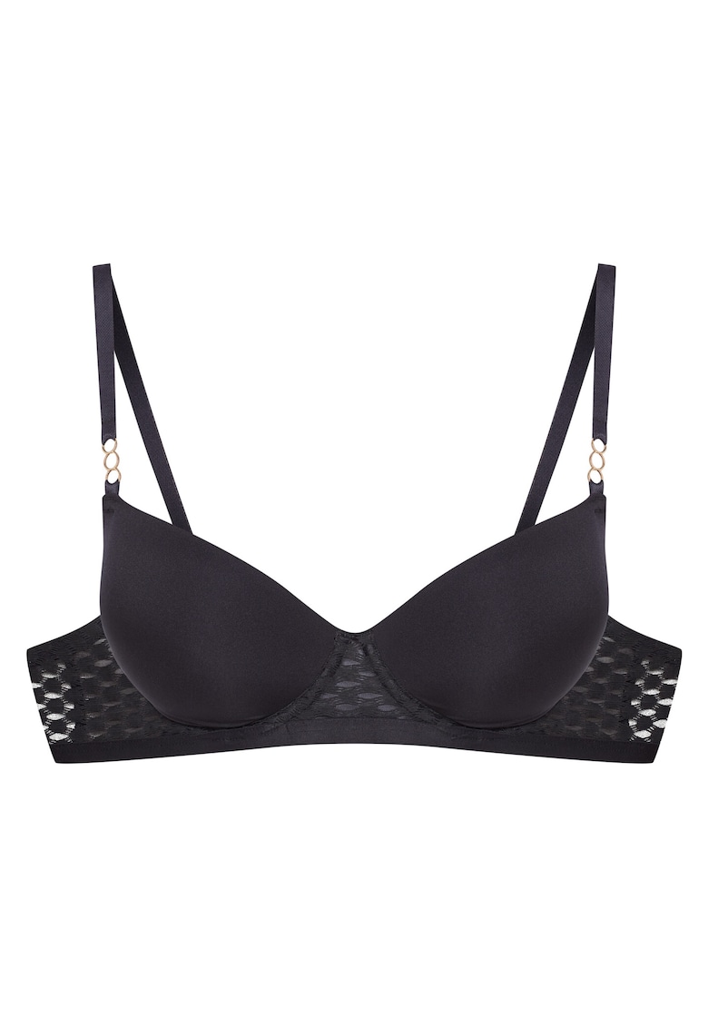 Sutien push-up  Ohara - textil - negru - cupe netede - bretele decorative