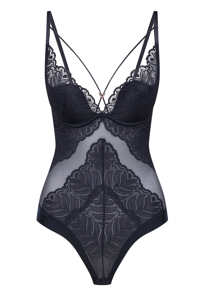 Body dama  Korin - gri porumbel - dantela si satin - regular fit - pentru ocazii speciale -