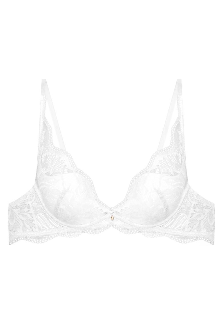 Sutien push-up -  Dantela/Bumbac - Model Kavi - Gri deschis