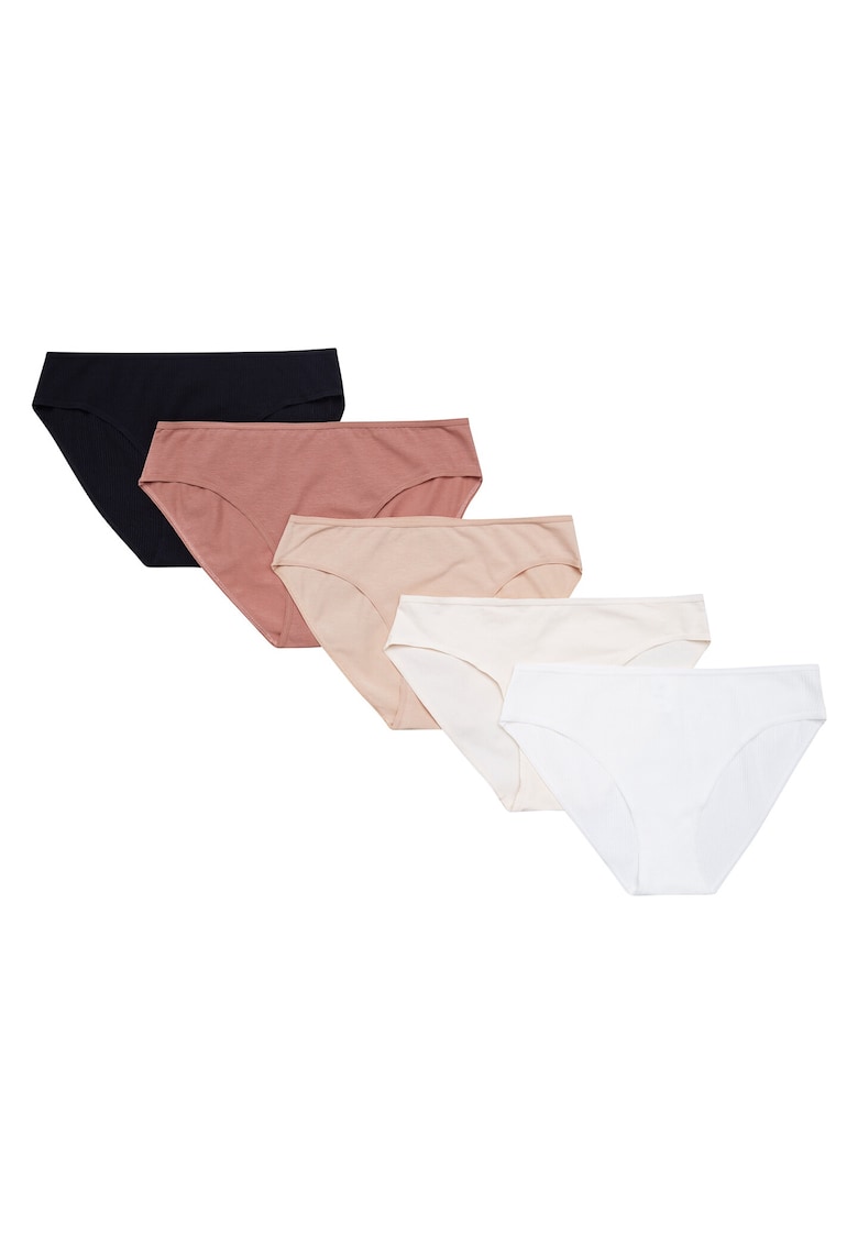 Set 5 perechi de chiloti dama -  Bumbac - Multicolor