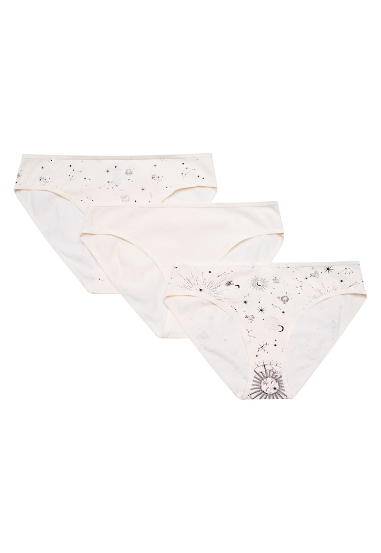 Set 3 perechi de chiloti dama - Bumbac - Alb