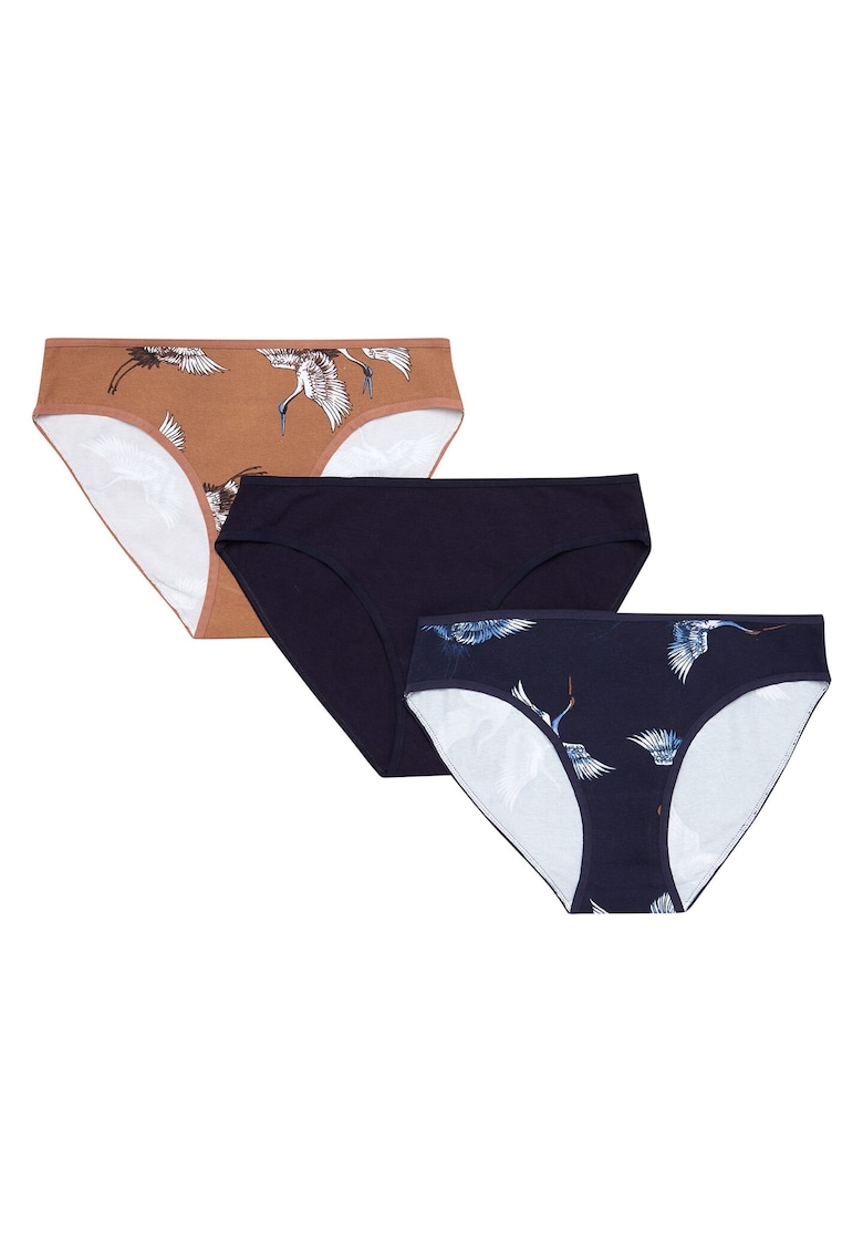 Set 3 perechi de chiloti dama - Bumbac - Multicolor - model pasari