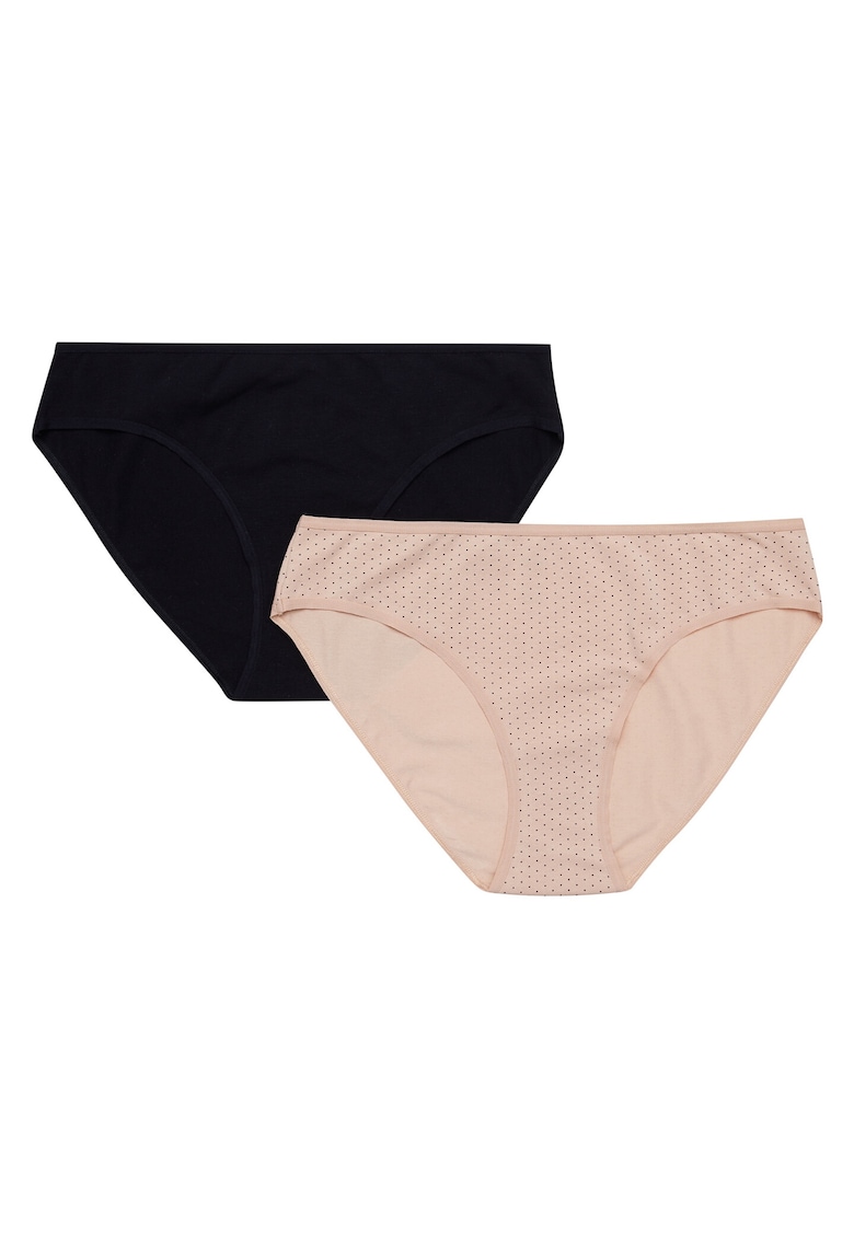 Set 2 perechi de chiloti dama -  Bumbac - Negru/Bej