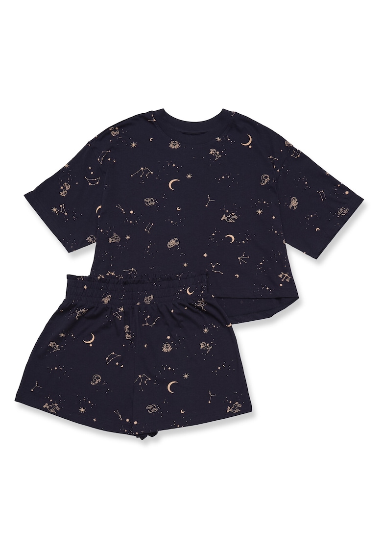 Pijamale de dama bumbac bleumarin