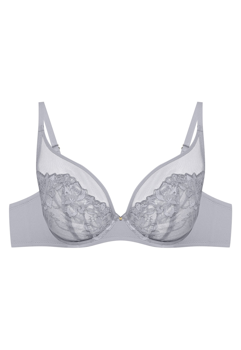 Sutien dama  Oleksa - poliamida - broderie florala - gri deschis