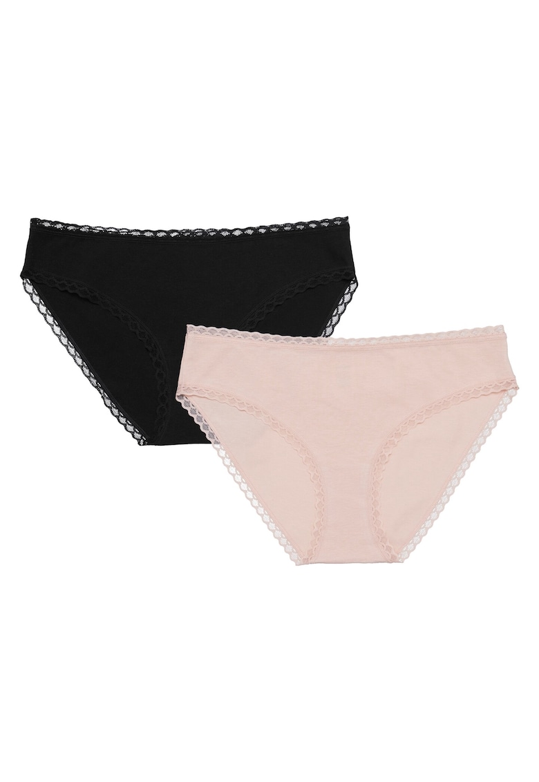 Set 2 perechi chiloti Pixi - Bumbac - Negru/Bej