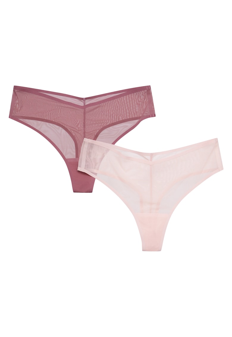 Set 2 perechi de Chiloti tanga Peak Bumbac - Roz/Maro