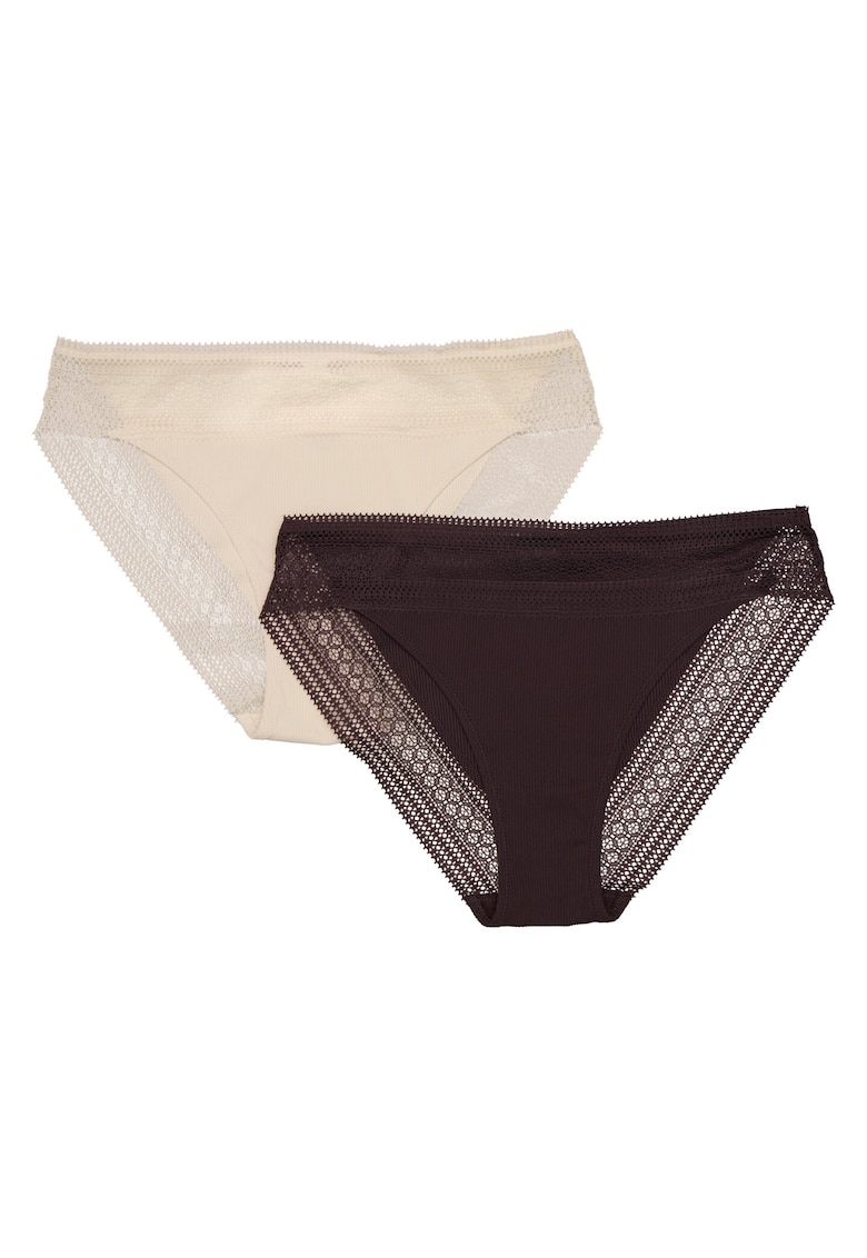 Set 2 Perechi Chiloti dama Pakis - Bumbac - Mov/Alb