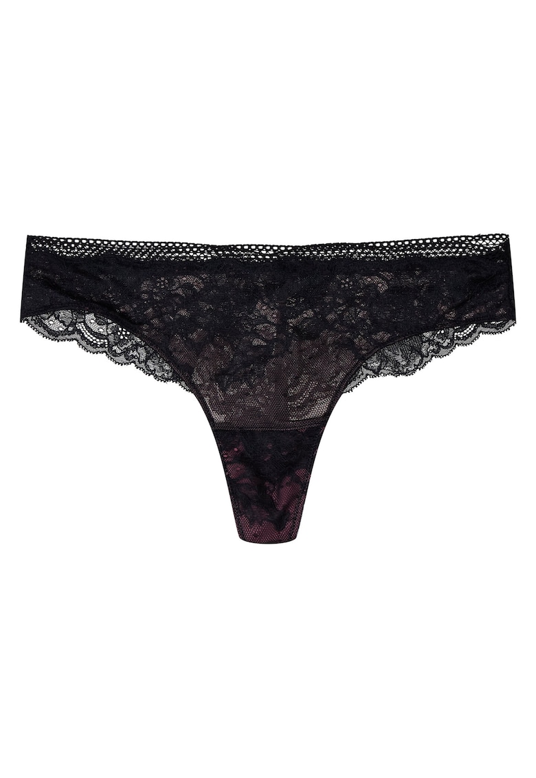 Chiloti tanga pentru dama Dantela - Negru