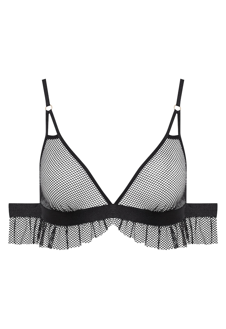 Sutien pentru dama triunghiular - plasa decorativa - poliamida - negru