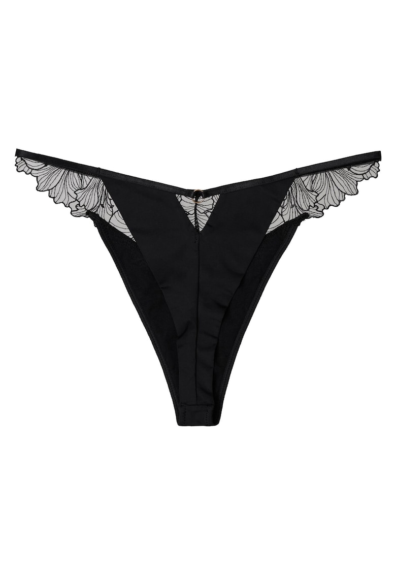 Chiloti tanga Zuzya Bumbac/Dantela - Negru