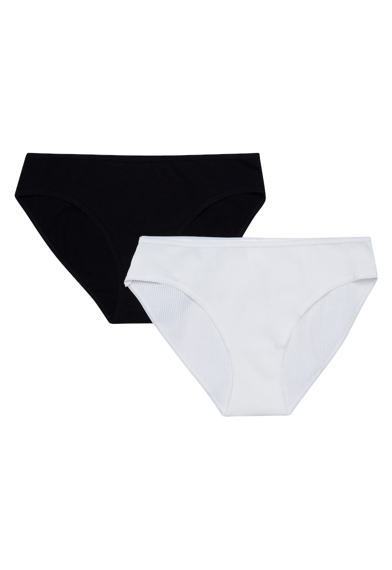 Set 2 perechi de chiloti dama - Bumbac - Alb/Negru