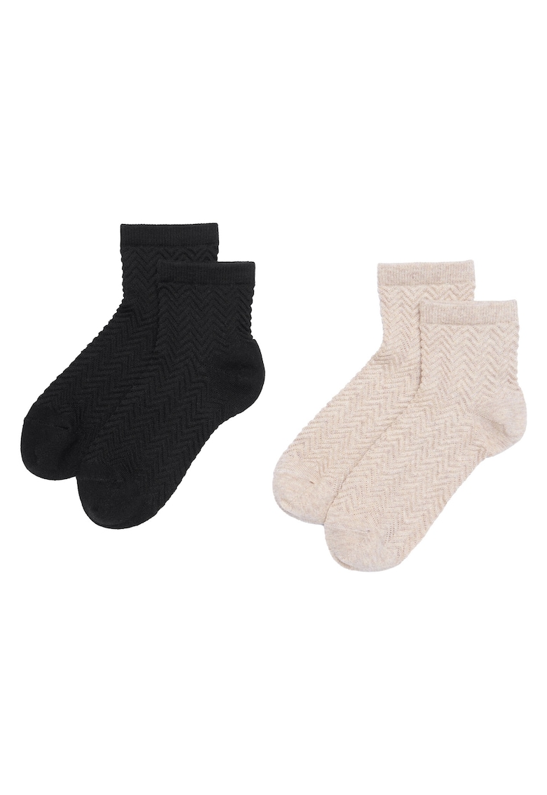 Set 2 perechi sosete dama - Bumbac/Poliamida - Negru/Bej