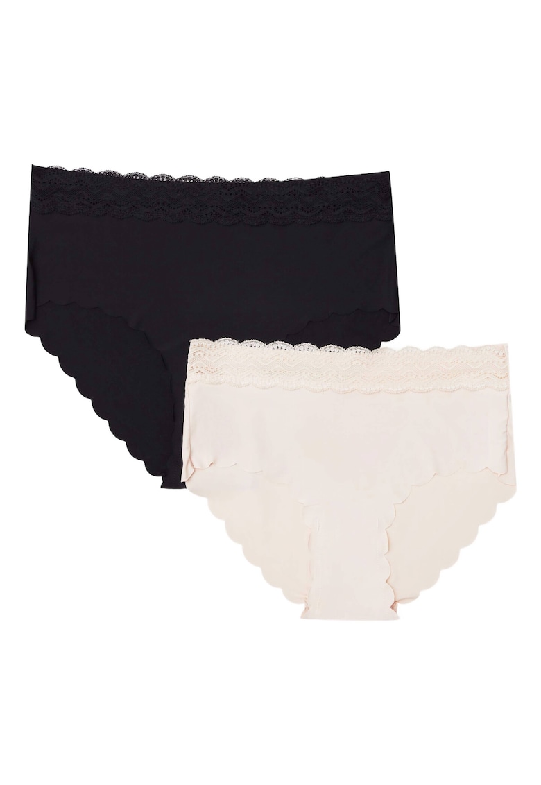 Set 2 perehi de Chiloti Polly Bumbac - Crem/Negru