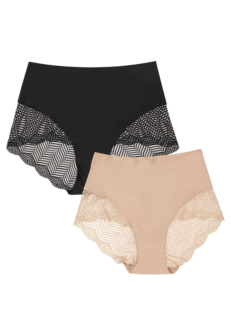 Set 2 perechi de Chiloti Passy  - Bumbac - Crem/Negru