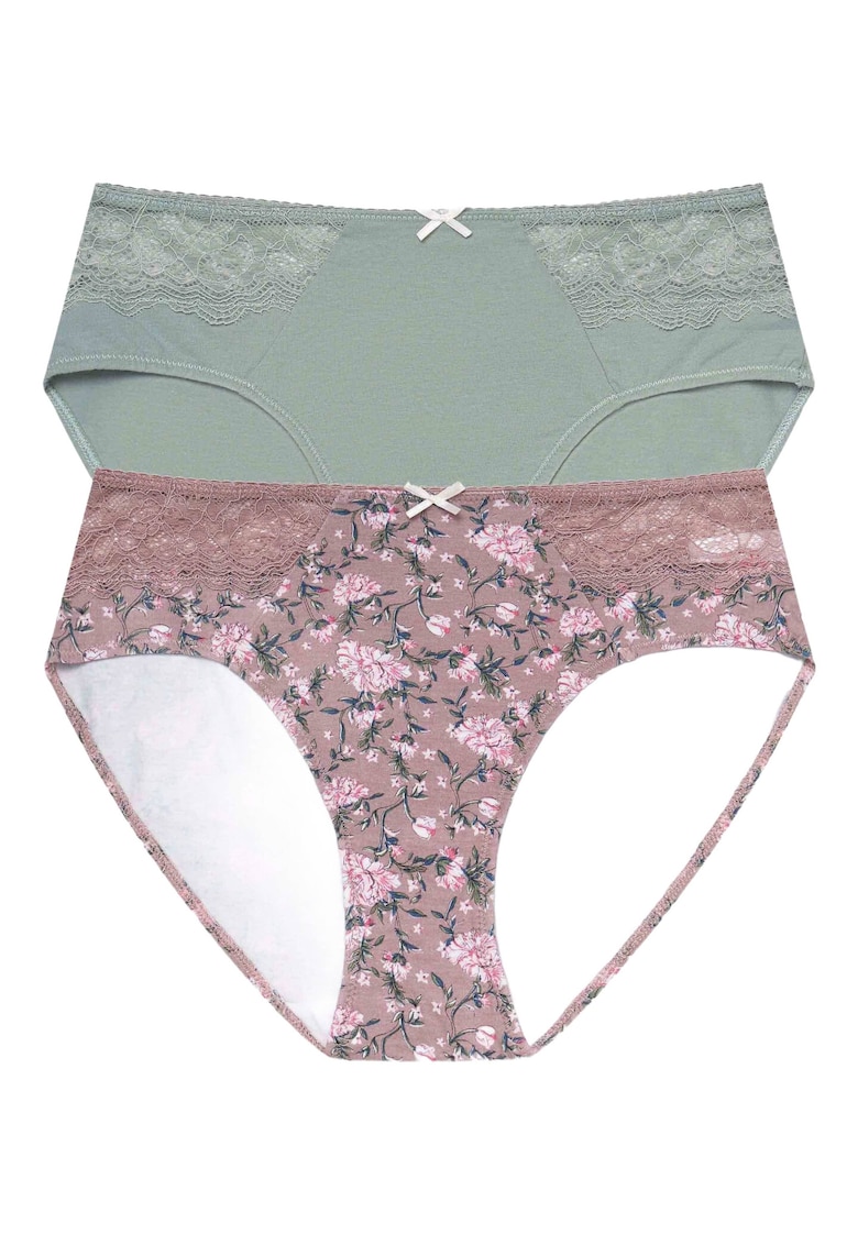 Set 2 perechi de chiloti pentru dama Handerson - Bumbac/Elastan - Multicolor