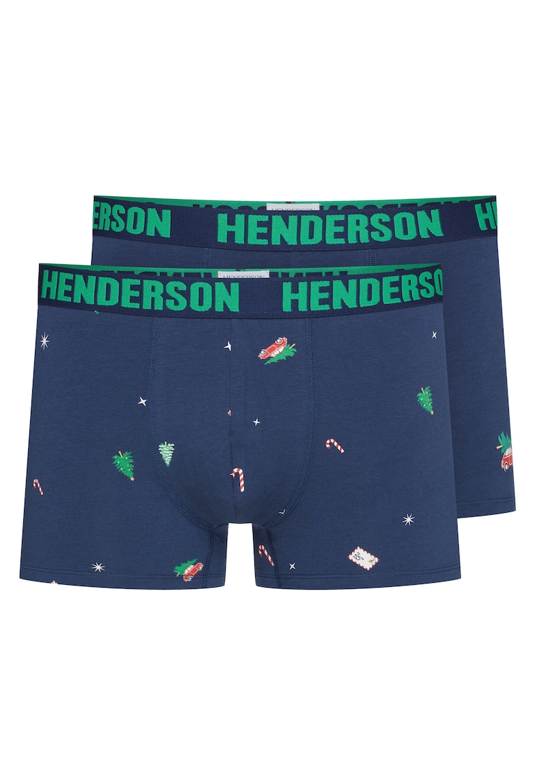 Set 2 perechi boxeri barbati Jury - Bumbac/Elastan - Albastru/Verde