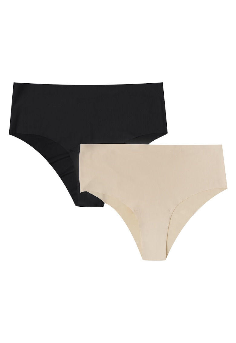 Set 2 perechi de Slip brazilian Feliz Bumbac - Negru/Crem