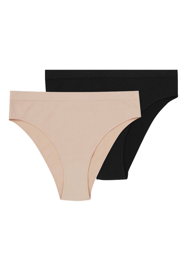 Set 2 perechi de chiloti Arleen - Textil - pentru femei - Negru/Bej