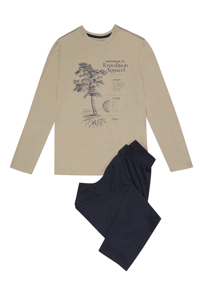 Pijamale barbati - Confortabile - Negru/Bej