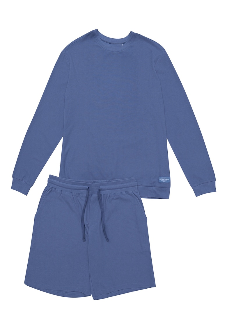 Pijamale barbati -  Bumbac - Albastru deschis - cu pantaloni scurti