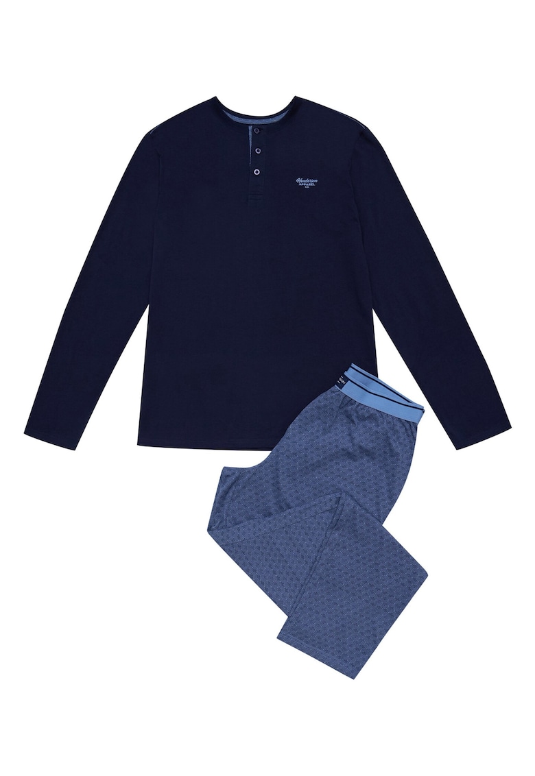 Pijamale barbati -  Bumbac - Albastru deschis/Bleumarin