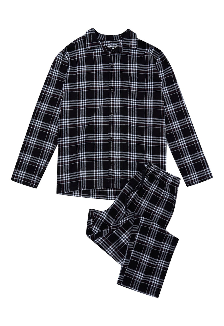 Pijamale barbati - Bumbac - Negru - model carouri