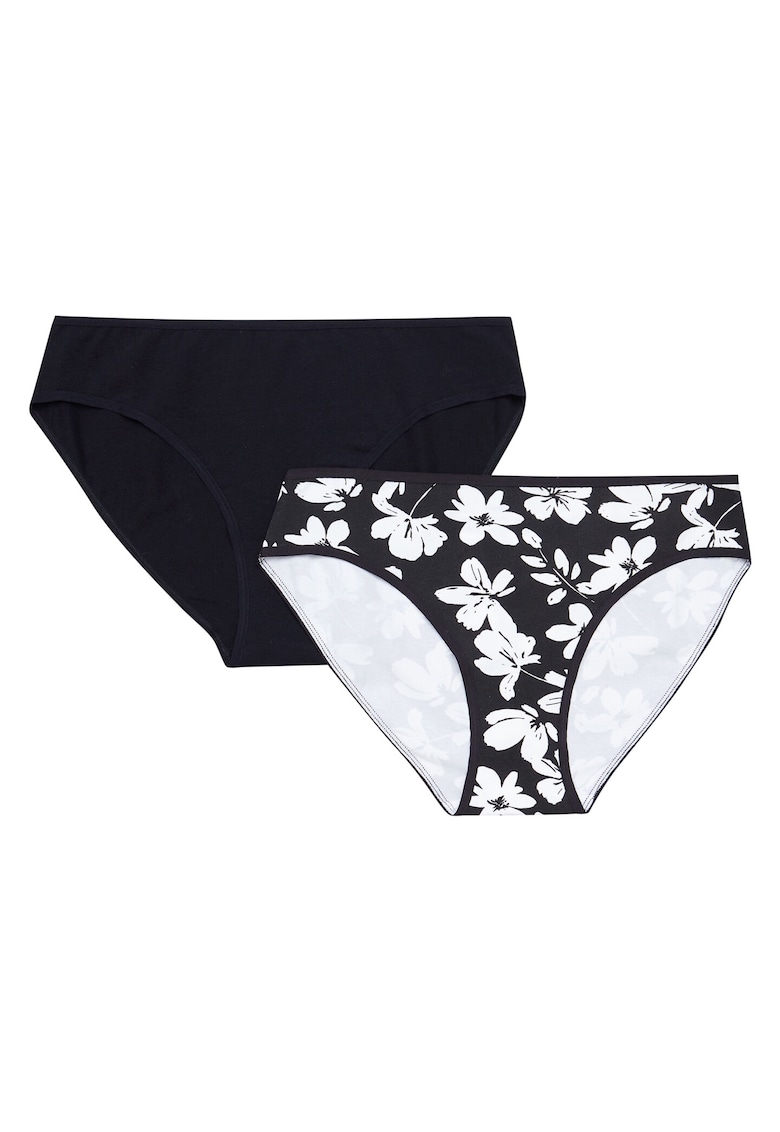 Set 2 perechi de chiloti dama - Asotiq - Bumbac - Negru/Alb