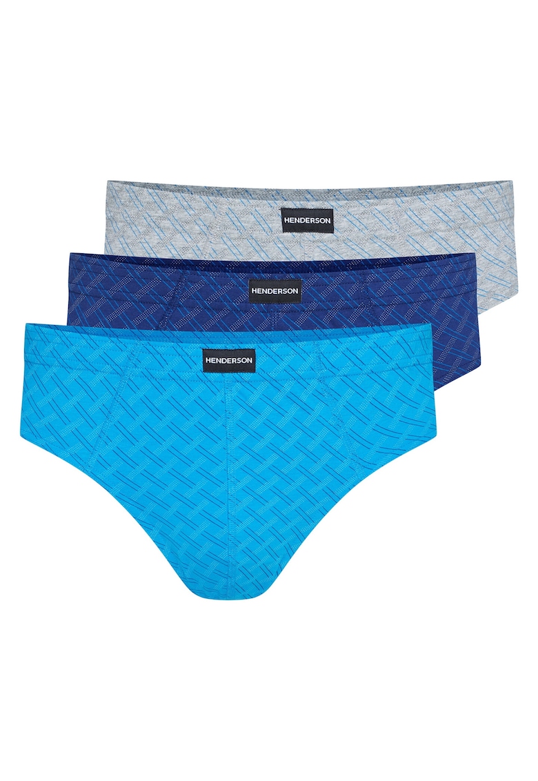 Set de 3 perechi chiloti barbati -  Bumbac - Albastru/Gri