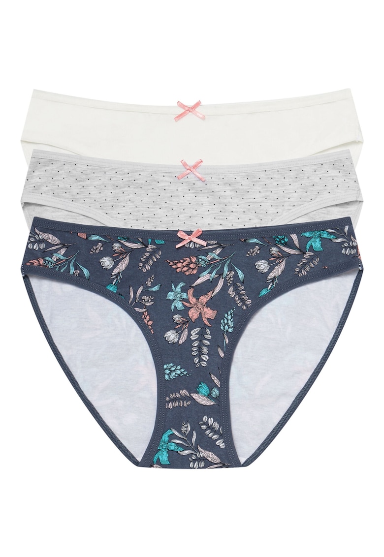 Set 3 perechi de chiloti Mi-Mi -  Bumbac - pentru femei - Multicolor