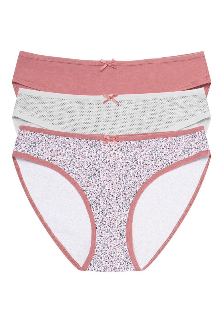 Set 3 perechi de chiloti Mi-Mi -  Bumbac - pentru femei - Gri/Roz