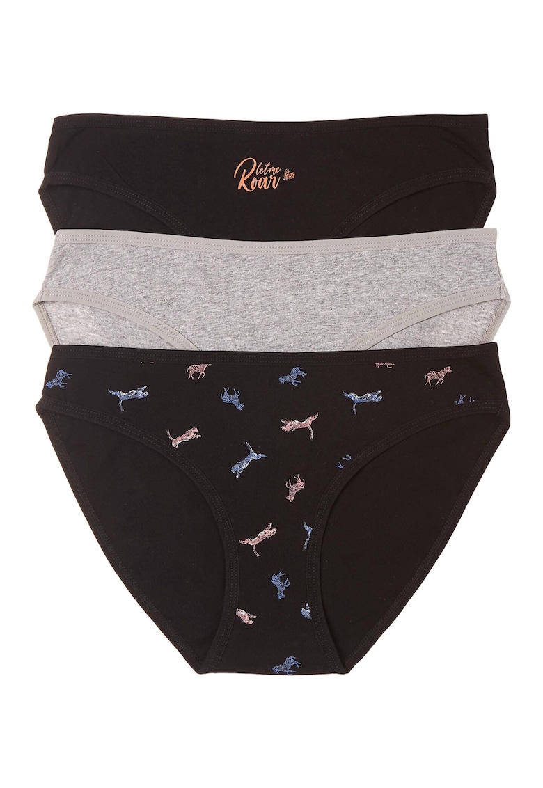 Set 3 perechi de chiloti Mi-Mi - Bumbac - gri/negru