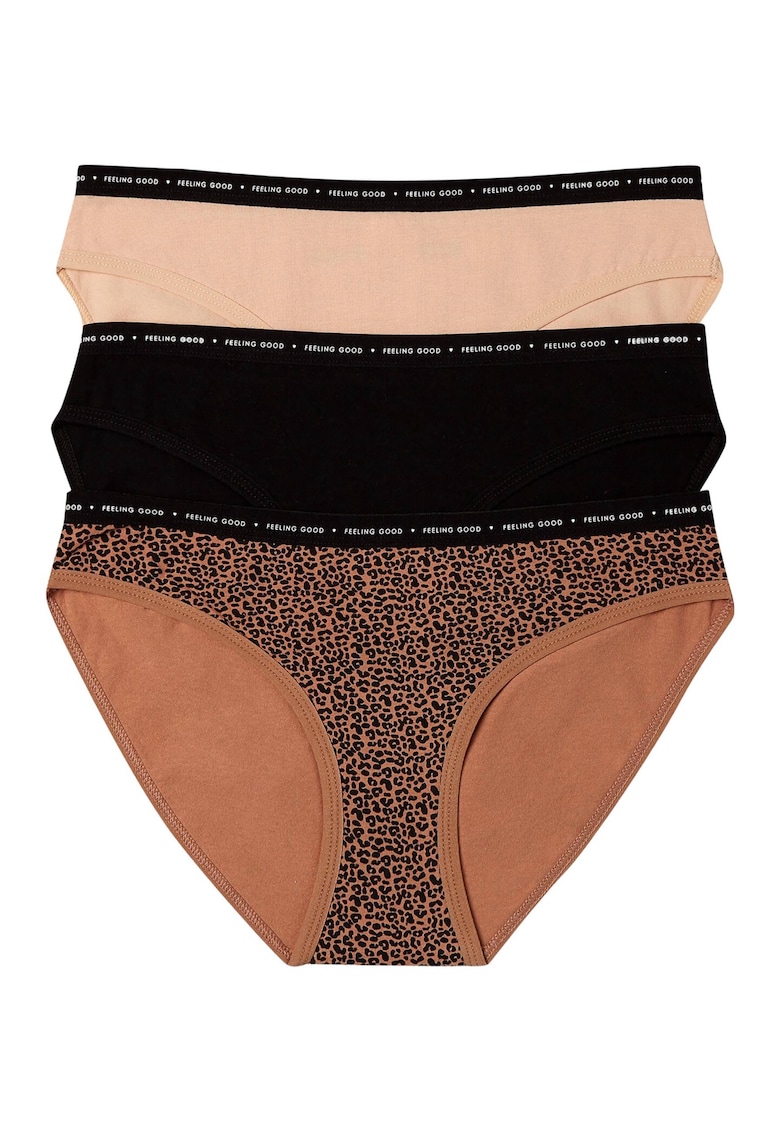 Set 3 perechi de chiloti Mi-Mi -  Bumbac - pentru femei - Negru/Maro