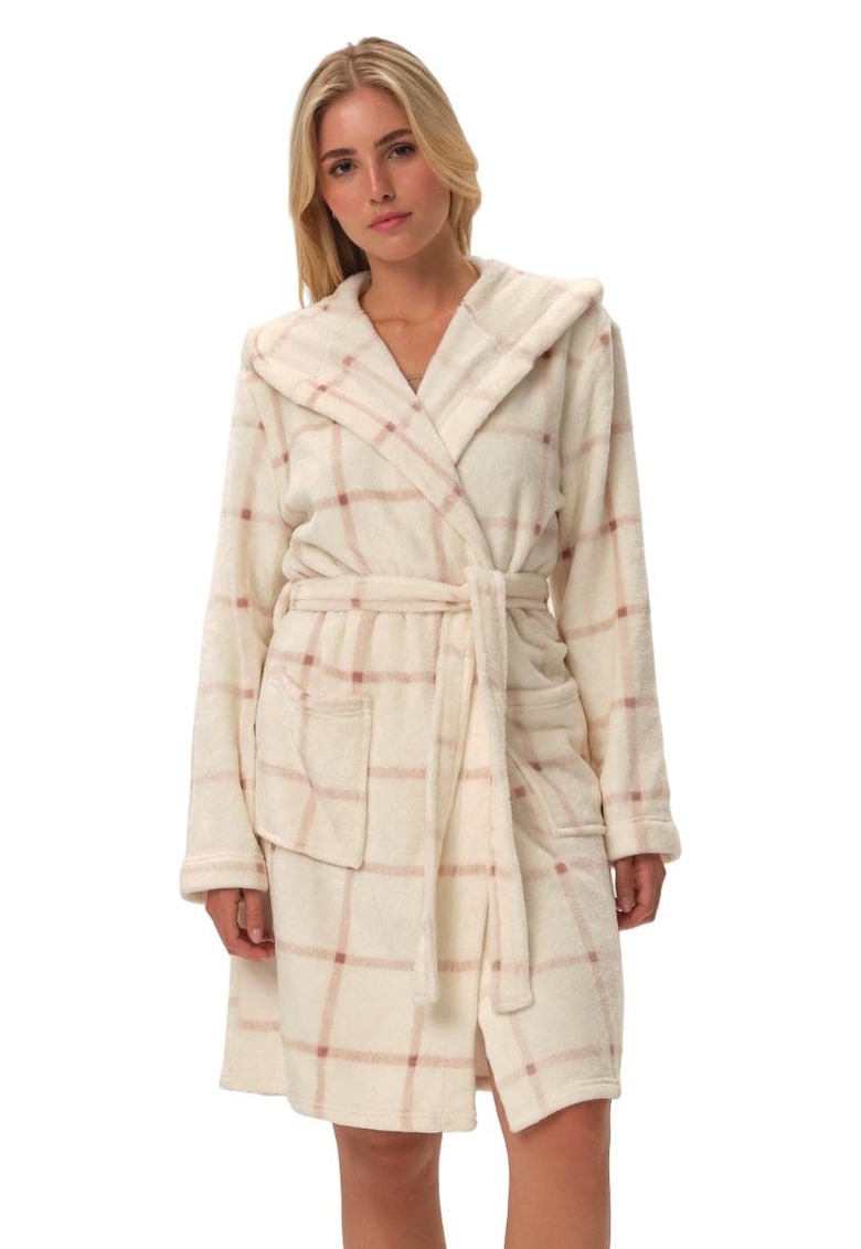 Halat de baie dama -  Fleece - Alb Halat de baie dama -  Fleece - Alb