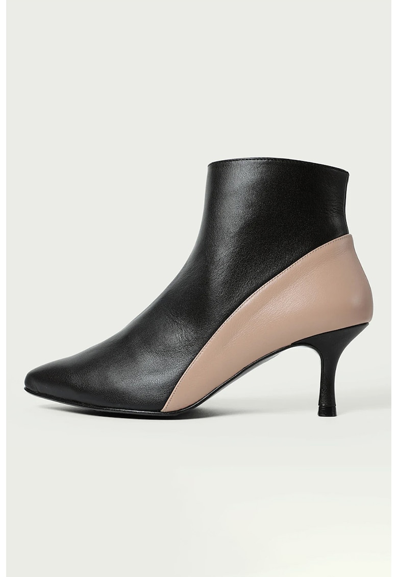 Botine de piele cu model colorblock