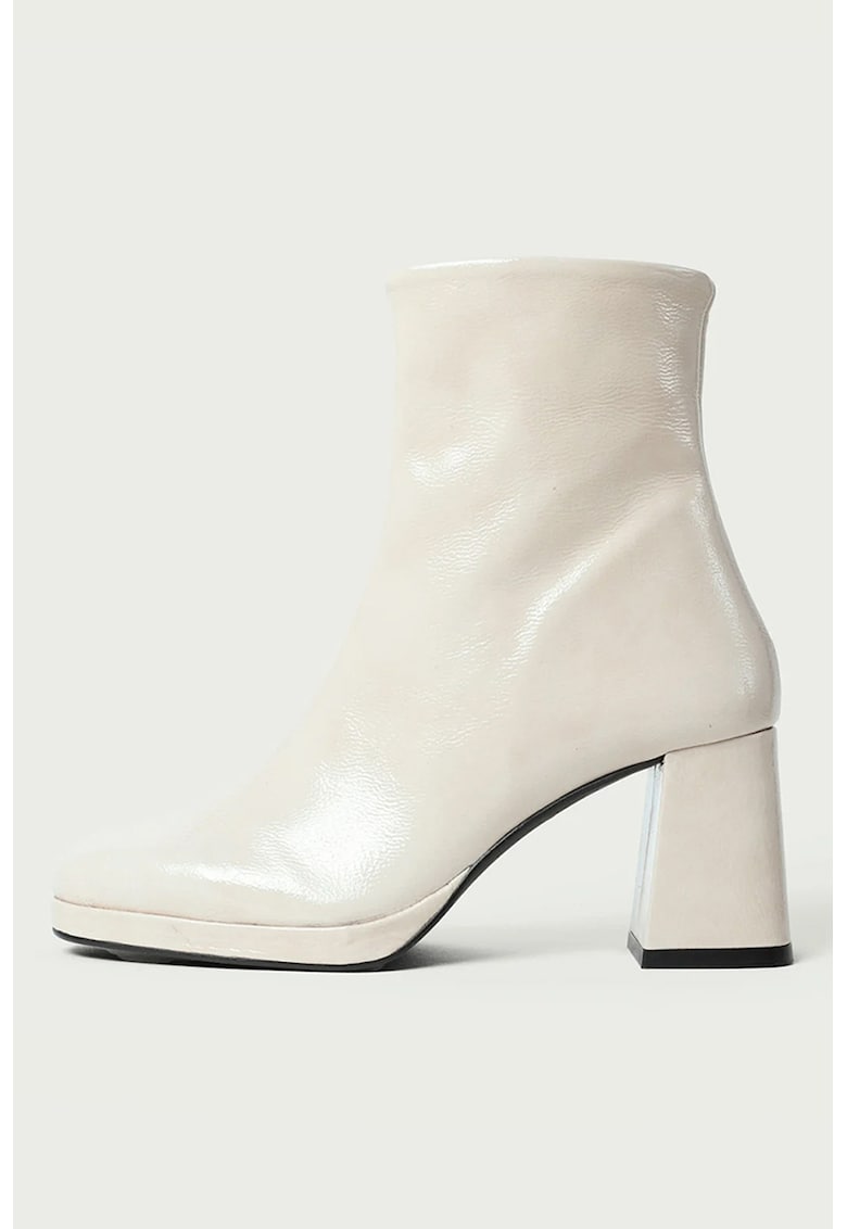 Botine de piele cu toc masiv