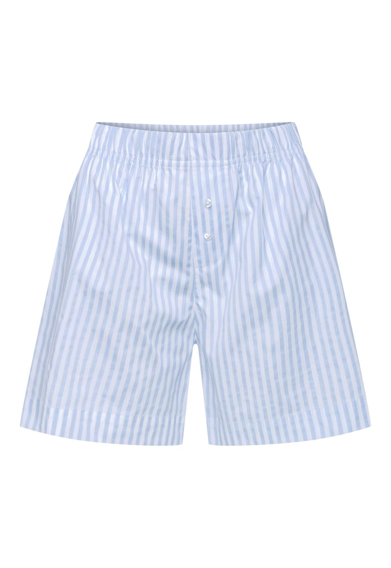 Pantaloni scurti dama - Bumbac - Alb/Albastru