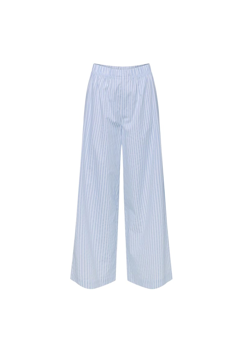 Pantaloni cu dungi alb-albastre - 100% bumbac - Alb/Albastru