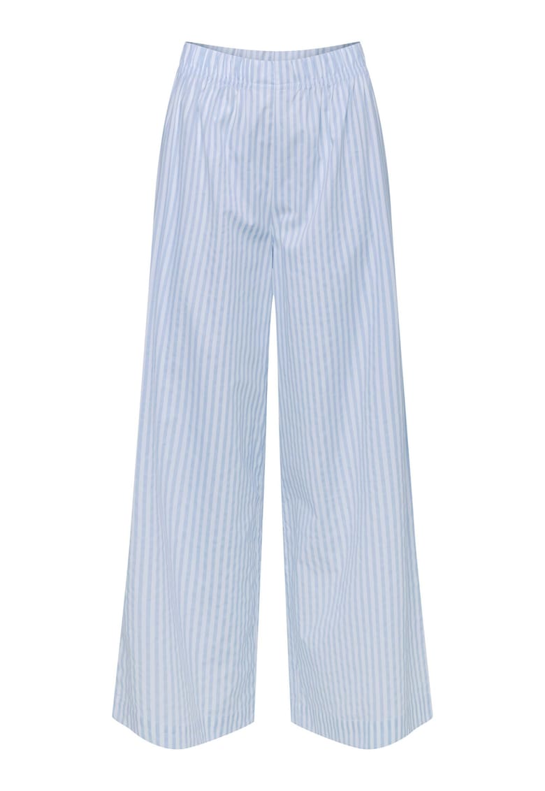 Pantaloni pijama dama - Bumbac - Alb/Albastru