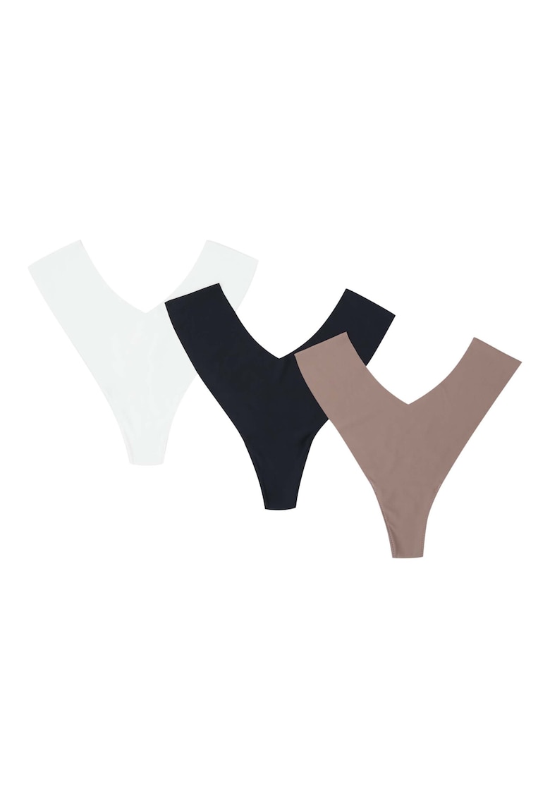 Set 3 perechi de chiloti tanga Bumbac - Multicolor