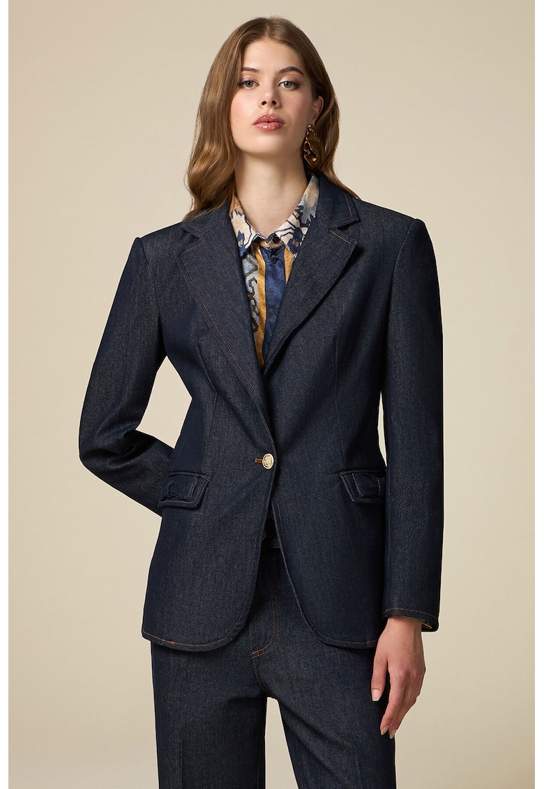 Sacou cambrat de denim - Albastru ultramarin