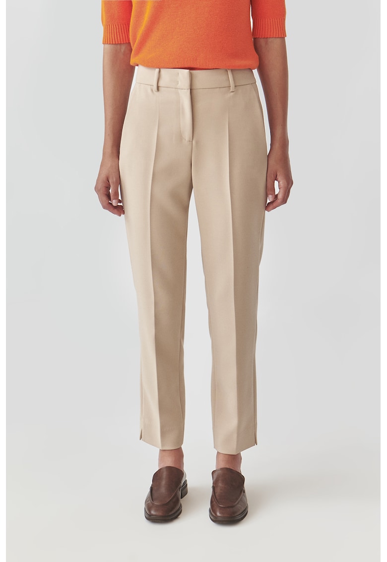 Pantaloni drepti cu talie inalta - Bej deschis