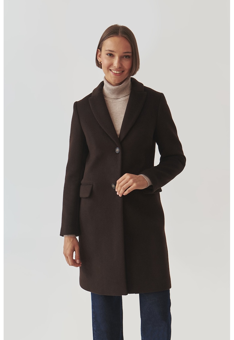 Palton din amestec de lana cu revere decupate