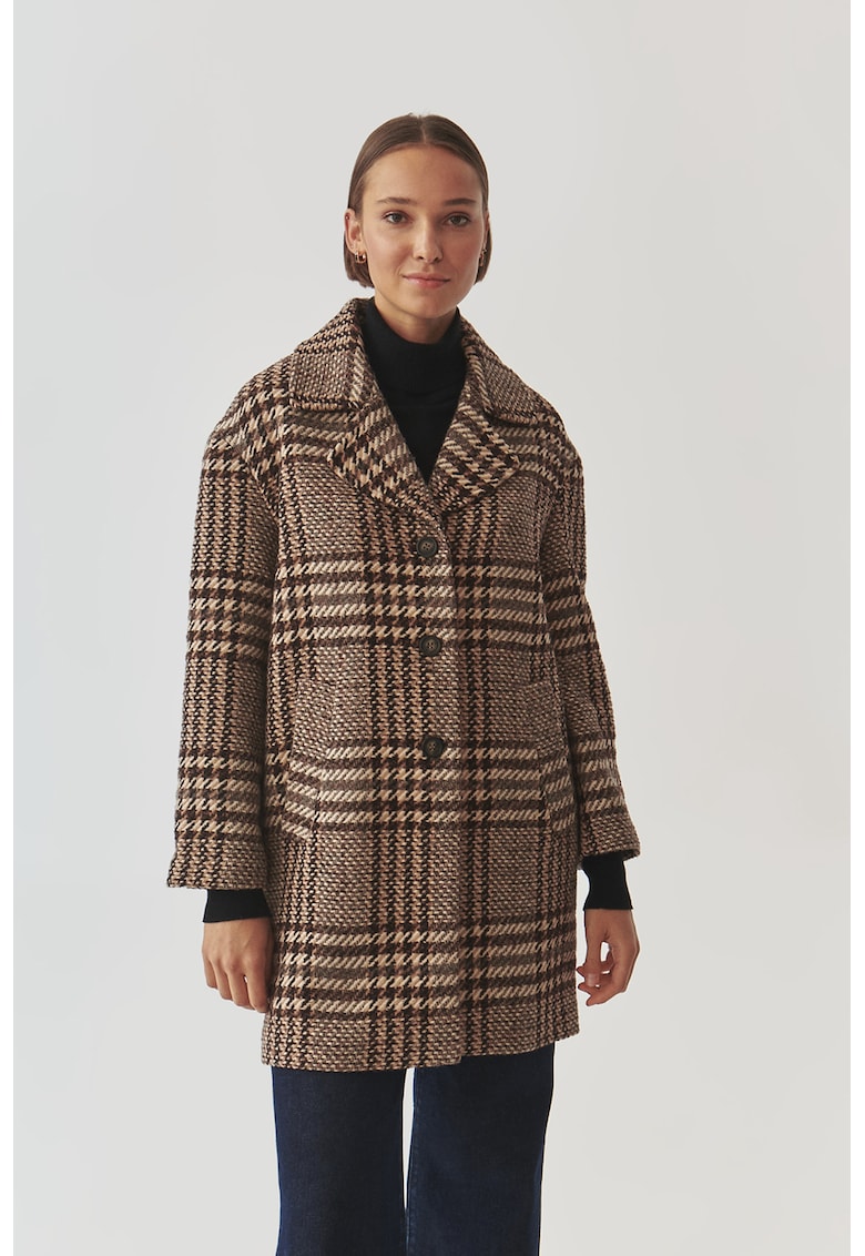 Palton din amestec de lana cu model
