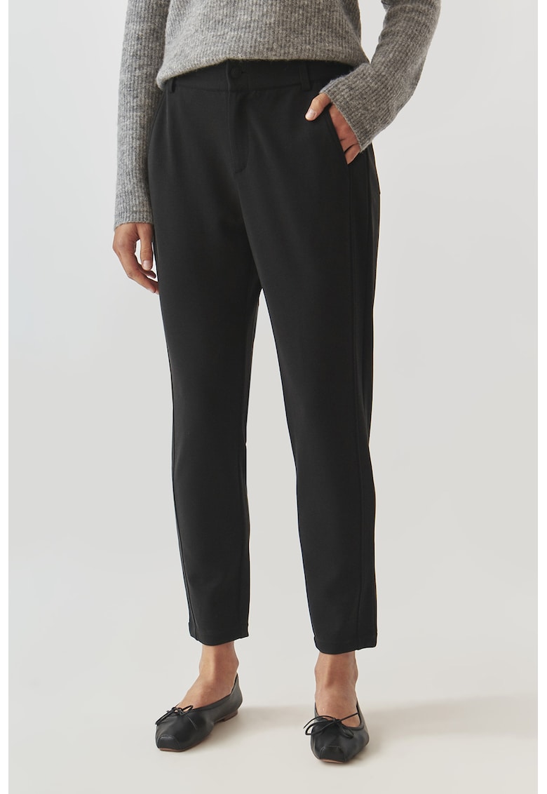 Pantaloni crop conici din amestec de modal