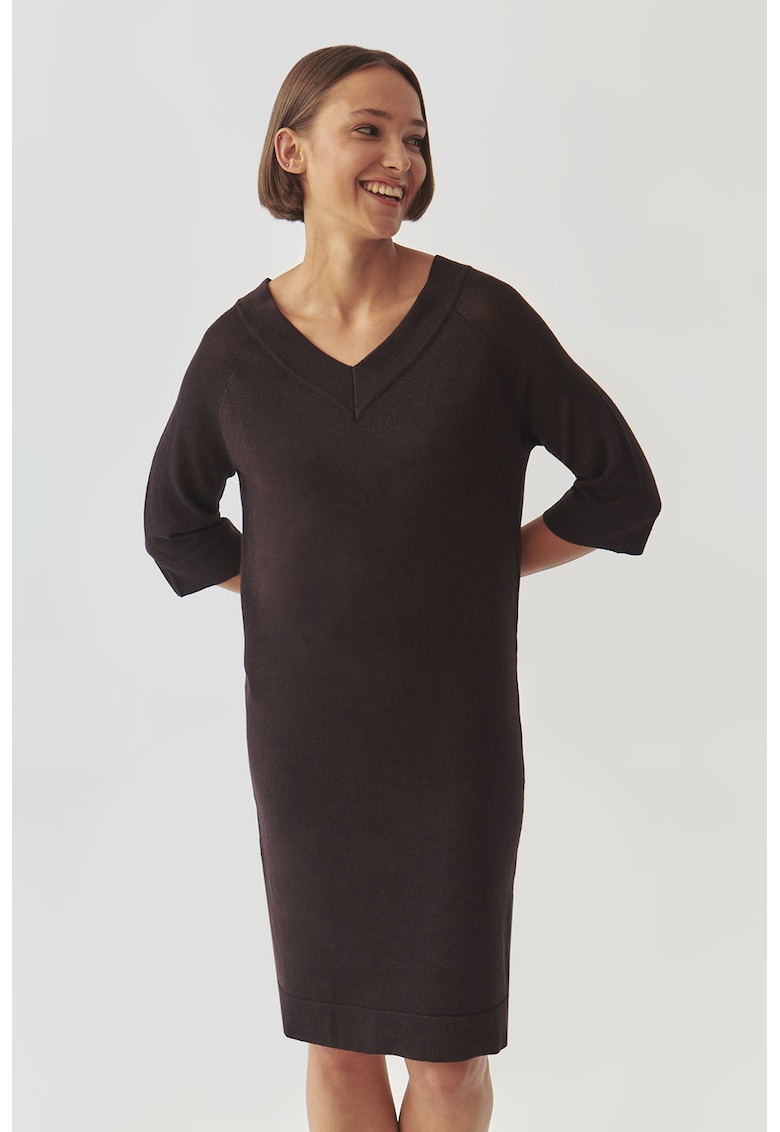 Rochie din tricot cu decolteu in V