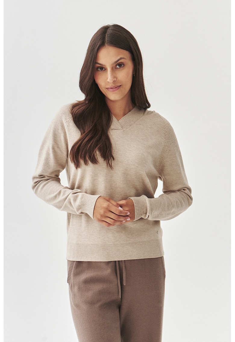 Pulover regular fit cu maneci lungi - Maro taupe deschis