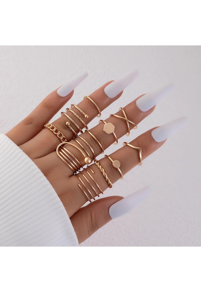 Set 12 inele - aurii - Malina C23 -