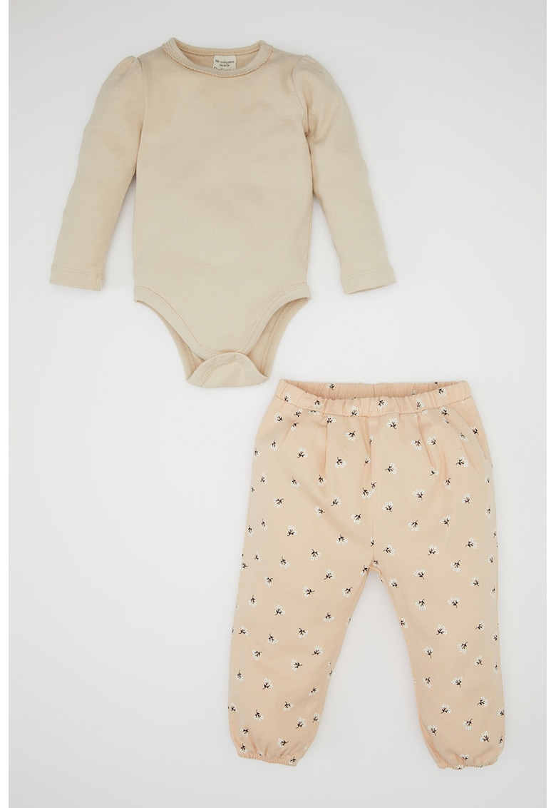 Set de pantaloni si body din amestec de bumbac