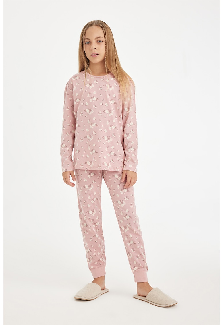 Pijama din bumbac cu model grafic